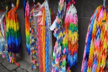 Colorful paper cranes at the Nagasaki Peace Park