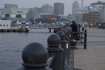 Yokohama waterfront before dark