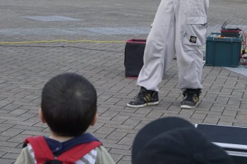 The public square is always full of people, being a magnet for street performers.
