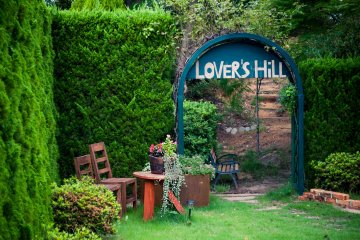 The new garden area Lover's Hill is a romantic roam through pathways up the hill and down the valley.