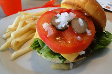 The 100% beef burger at Garden by Till