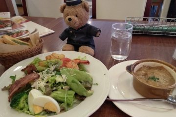 Full meal salad set at a family diner