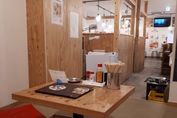 Restaurant interior, suburban, basic and light
