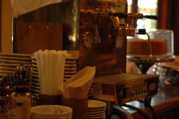 Alishan's coffee machine. Alishan will be serving organic coffee at the event. 