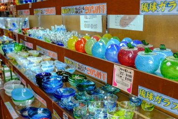 Okinawan traditional crafts located inside the souvenir store