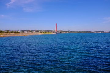 The bridge provides beautiful views of the clear pristine waters of the Yokatsu Peninsula