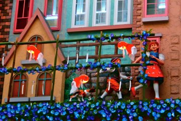 <p>Japanese summer decorations also appear on the fairytale clock</p>