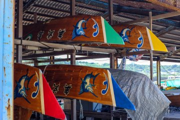 Boats in storage for the annual Ou-jima Haarii boat race