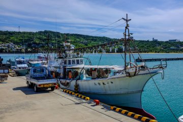 Squid fishing boats in Ou-jima port