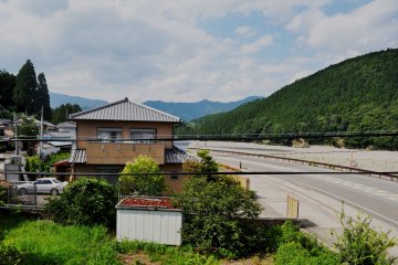A view of the mountains from the balcony
