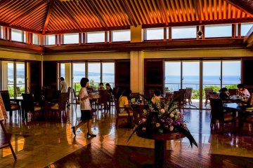 Cafe Terrace serves traditional Okinawan food in a beautiful setting overlooking the East China Sea