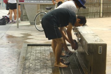 Washing off after a long day