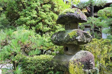 Garden lantern made from natural stones in Rinnoji garden, Sendai