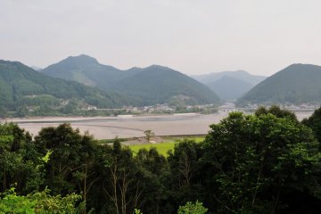 The café has a nice terrace that overlooks the Kumano River.