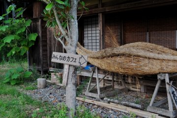 Once a year the family runs an event where they float this hand-made straw boat down the Kumano River.