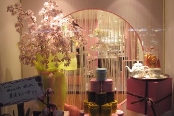 Spring decoration inside a tea shop