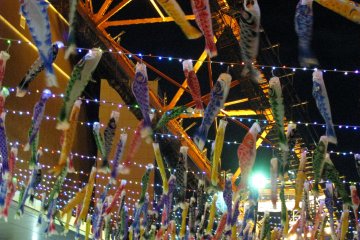 Strings of hundreds of carps near Tokyo Tower in April
