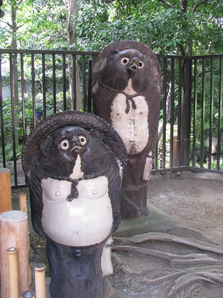 Tanuki will often be seen wearing headgear