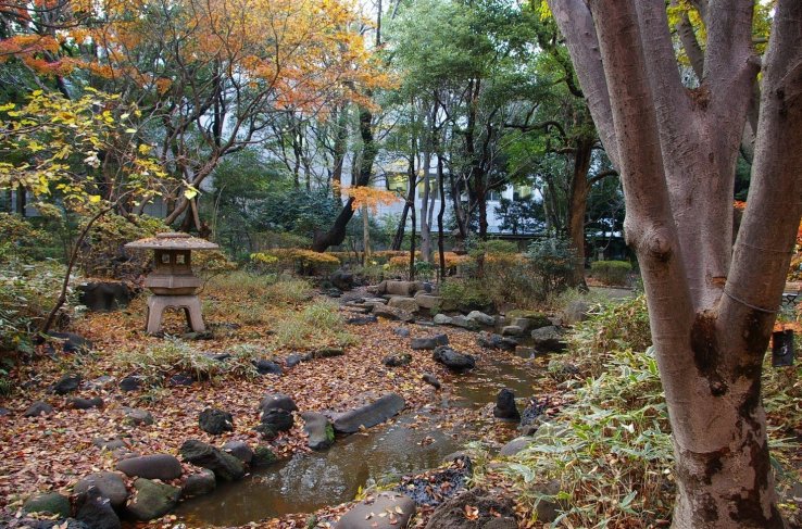 Serene landscaping within the park