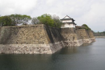 Stone walls and a moat around Osaka Castle