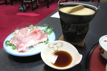 In shabu shabu styled eating, you briefly place the meat in hot water