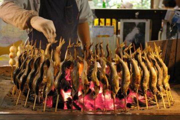 Salted and grilled ayu is a summer staple