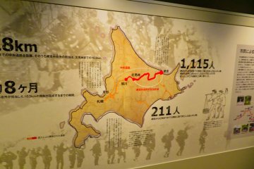 The red line is the road built by the prisoners.