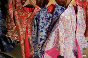 A selection of Heian period kimonos at Daimon-zaka Chaya