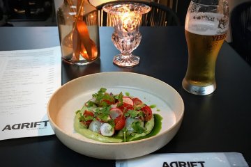 Raw Madai and Avocado Orient-style Salad with Yuzu kosho vinaigrette