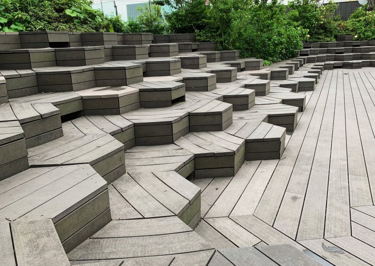 The stairs provide additional seating