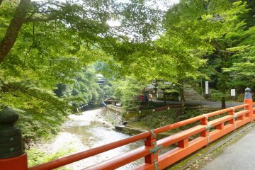 Bridge crossing the Kiyotakigawa, on the way to the temple