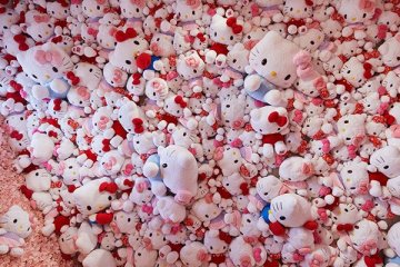 Hello Kitty photo wall in gallery
