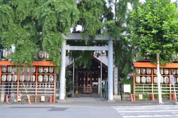The torii gate at the entrance to the shrine