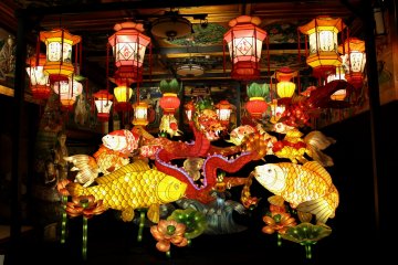 Festival figures lit up