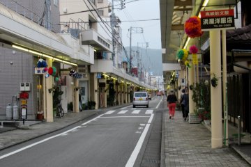 An empty street in the evening