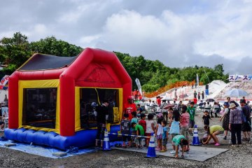 A jumping castle was very popular with the children