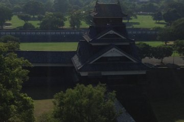 The view from the top of the second tower. At the corner of the courtyard is a 400 year old original guard tower that escaped the great fire.