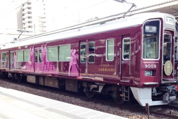 Hankyu train&nbsp;connects with the airport monorail for the journey to Kyoto, with a change at Juso