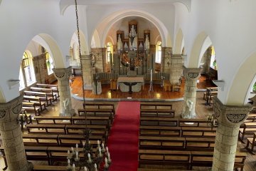 The Oya stone interior of Matsugamine Catholic Church