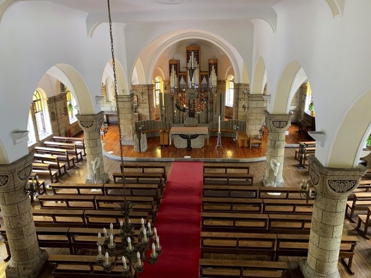 The Oya stone interior of Matsugamine Catholic Church