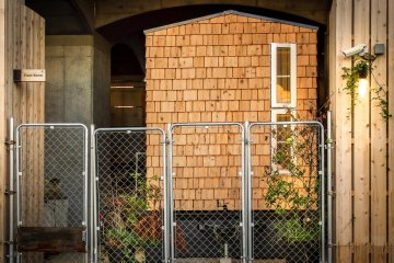 These small mini houses are each placed under a separate viaduct