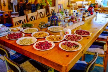 The cafe interior is beautifully decorated with a great homely atmosphere