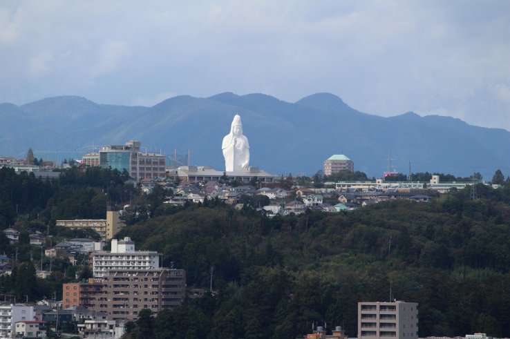 Sendai Daikannon towers over the city