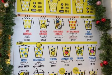 The lemonade menu is extensive 