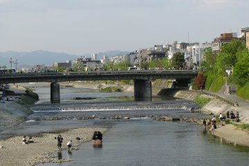 The bridge across Kamo River, Kyoto