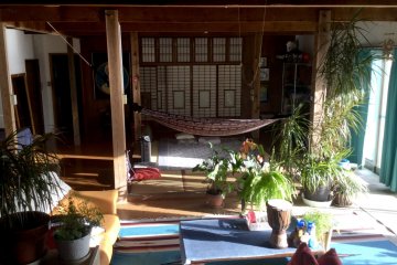 The two-story living room is a place to chill 