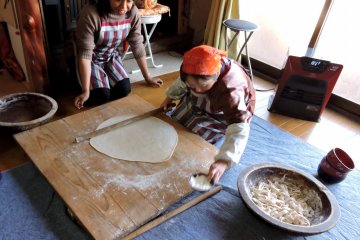 Grandmother demonstrating