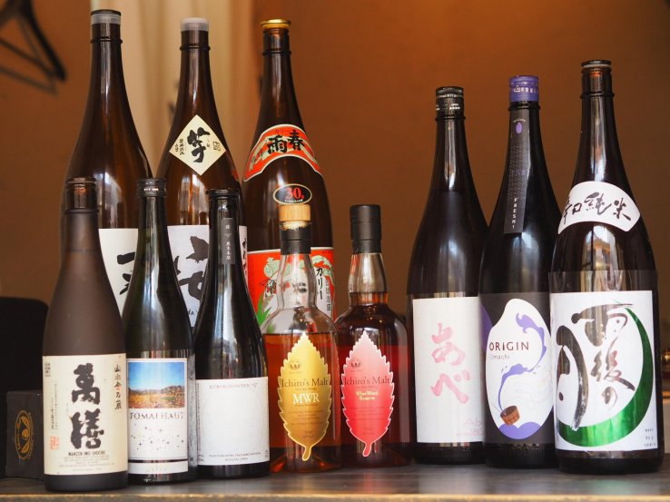 A range of sake at Mujo Tokyo