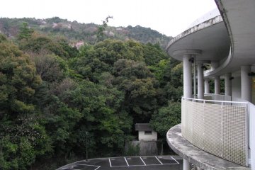 The onsen was surrounded by wood from one side...