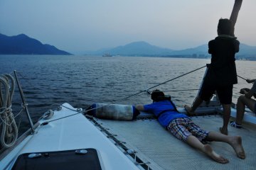 The trip was great fun, especially for the kids, who enjoyed hanging out in the front of the ship.